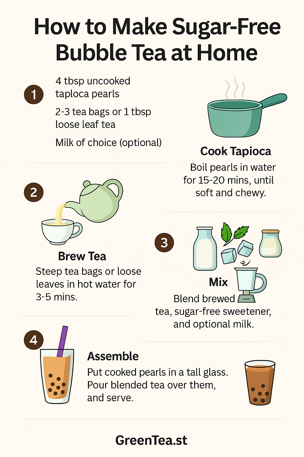 How to Make Sugar-Free Bubble Tea at Home