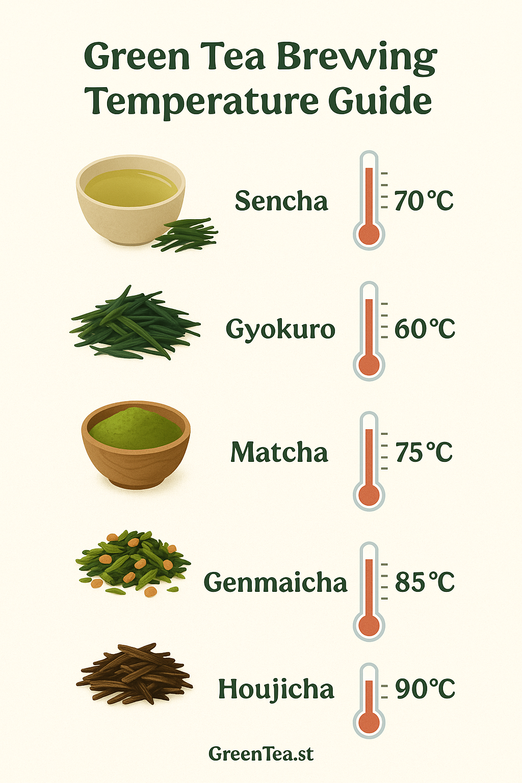 Recommended Brewing Temperatures by Tea Type